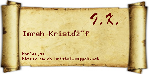Imreh Kristóf névjegykártya