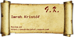 Imreh Kristóf névjegykártya